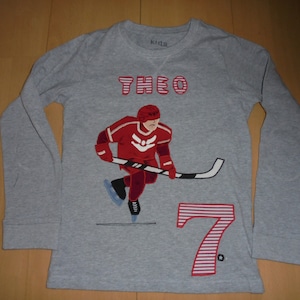 Shirt verjaardag ijshockey hockeyspeler genaaid diy