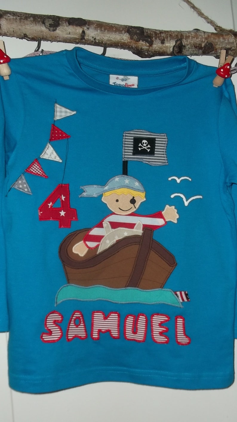 Shirt Pirat Junge Geburtstagsshirt Boot Schiff Geburtstag maritim benäht diy handmade Bild 3