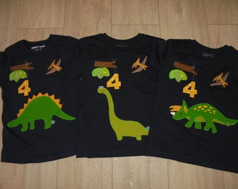 Camisa Dino Dinosaurio Triceratops Stego T Rex Cumpleaños Cumpleaños Stitched Flying Dinosaur New Wish Camisa