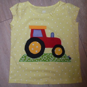 Shirt Traktor Applikation Geburtstag benäht diy handmade Trecker Bulldozer Fendt zdjęcie 3