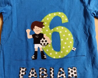 Camisa camisa de aniversário jogador de futebol costurada aniversário diy futebol artesanal novo