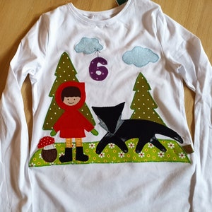Shirt Fairy Tale Little Red Riding Hood Wolf Christmas Birthday sewn diy