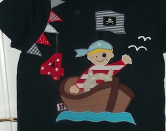 T-shirt pirate Jeune anniversaire bateau bateau anniversaire bateau ans de coton diy handmade