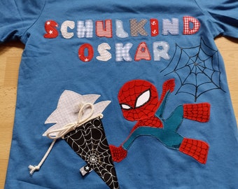 Shirt  Einschulung Schulkind Spiderman Fledermaus Spinne Mann benäht Geburtstag