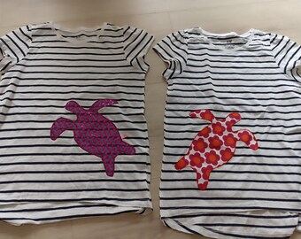 Shirt Geburtstag Einzelstücke Schildkröte 134/140 benäht Handmade neu