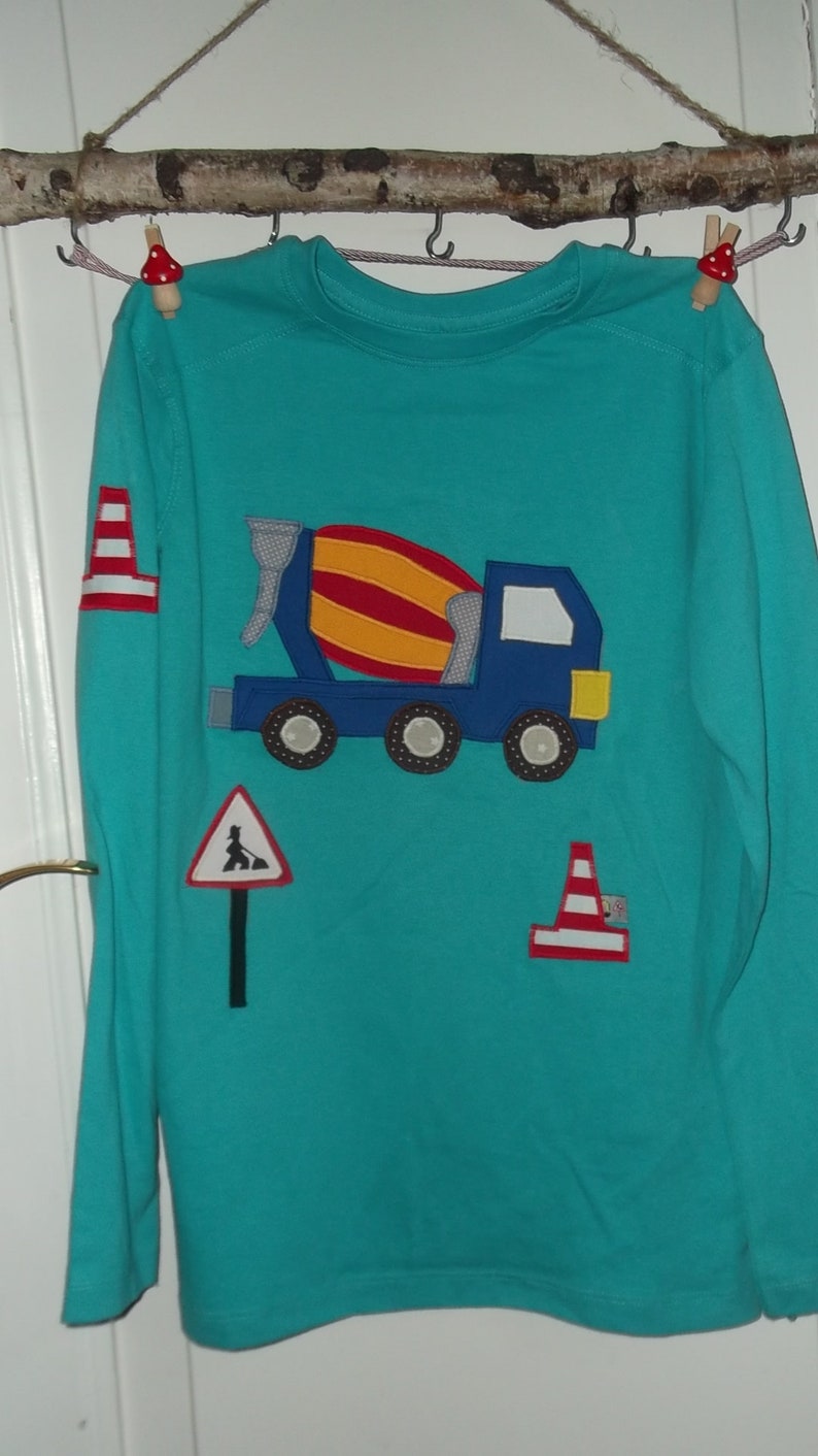 Betonmischer Geburtstag Shirt benäht Baustelle Bagger Kipper Laster Bild 4