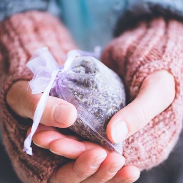 Lavender Organza Sachet. Delight your senses. A gift that keeps on giving - scent to last a year or two. Essential oil in every bud!