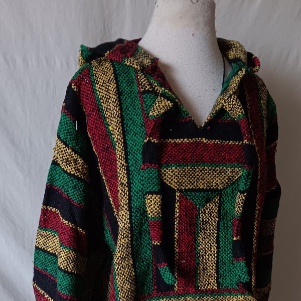 Drug Rug Rasta Hippie Surfer Poncho Boho Boho Festival Hoodie Baja Shirt Mexicaanse kleding