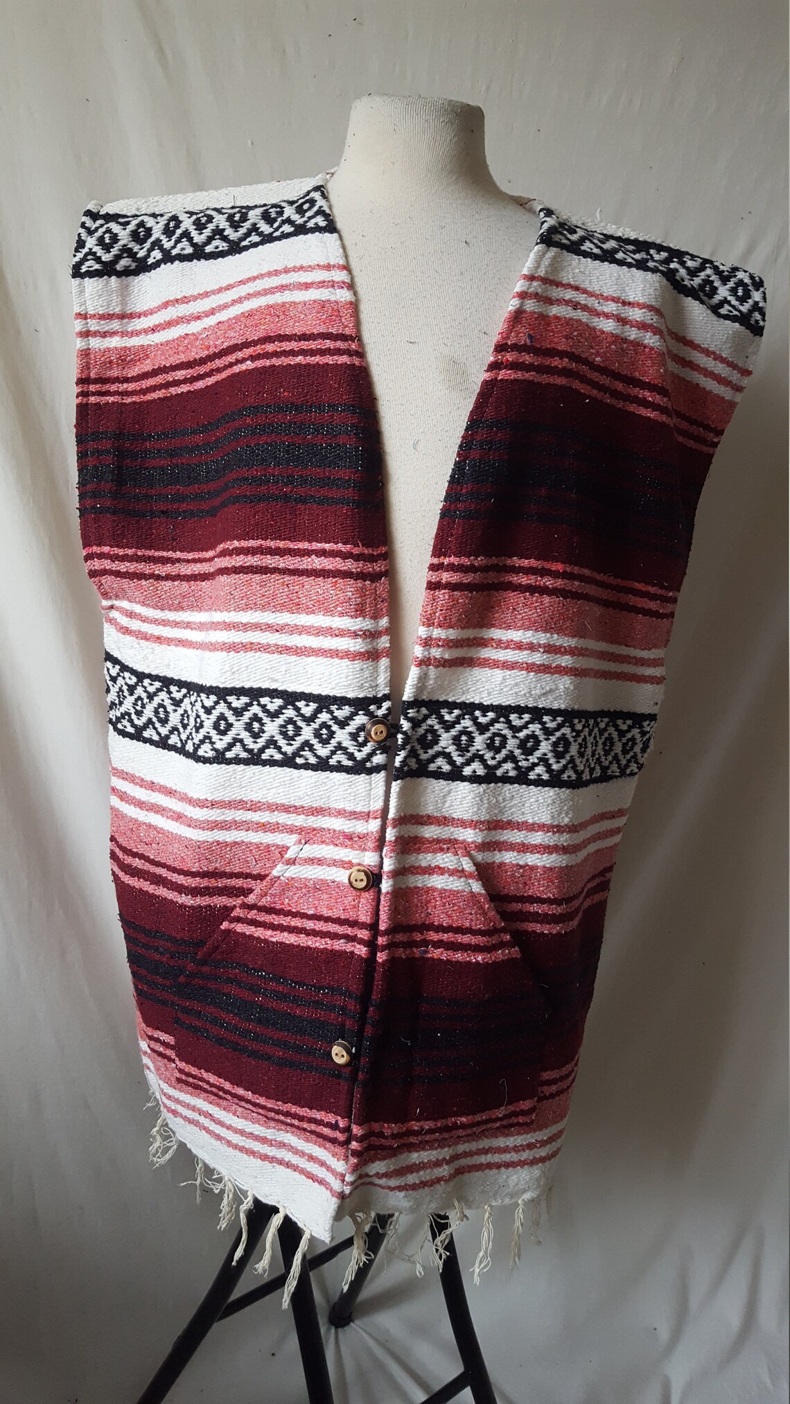 BLANKET VEST Mexican Western Cowboy Poncho Hippie Biker Etsy