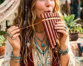 Wood Pan Flute Handmade 8 Pipe Andean Zampona Folk Natural Sound Healing Meditation Music