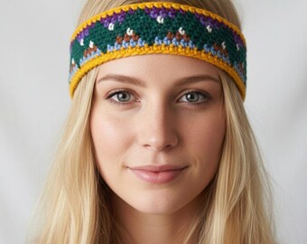 Crochet Cotton Headband Boho Hippie Hair Wear Guatemalan Knit Hair Scarf