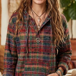 Artisan Handwoven Guatemalan Corte Hoodie | Boho Festival Pullover, Ethnic Tribal Pattern Shirt