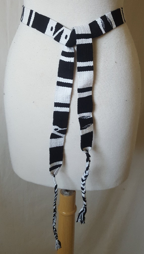 Hippie Belt Guatemalan Cotton Belt Black and White