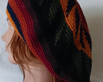 Bonnet hippie au crochet en coton, béret en coton ample, vêtements de concert unisexe