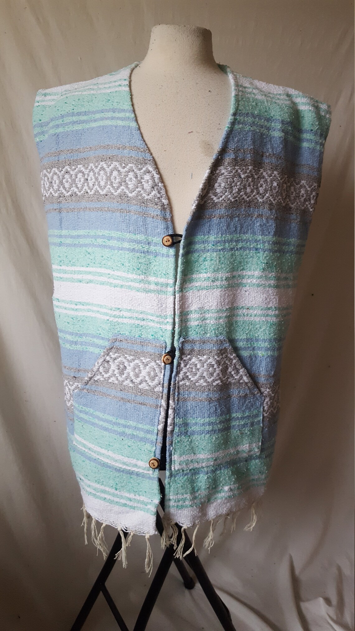 BLANKET VEST Mexican Western Cowboy Poncho Hippie Biker Etsy