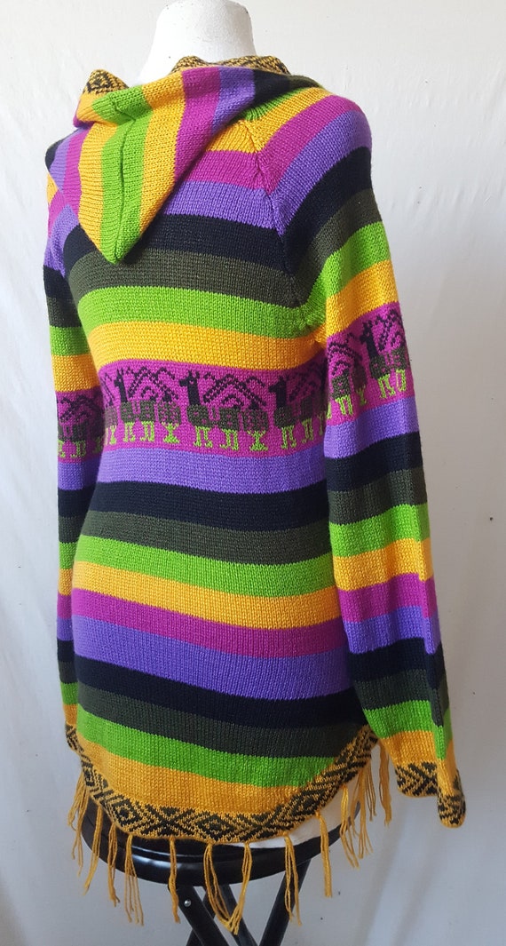 Mexican Hoodie Sweater Hippie Bohemian Ethnic Acr… - image 5