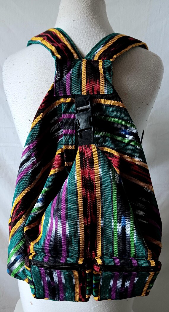 Colorful Guatemalan Cotton Backpack 2 Pocket Zipper Closure  display picture 1