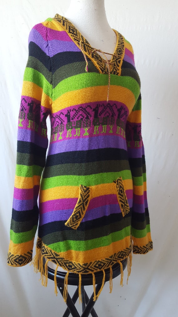 Mexican Hoodie Sweater Hippie Bohemian Ethnic Acr… - image 10