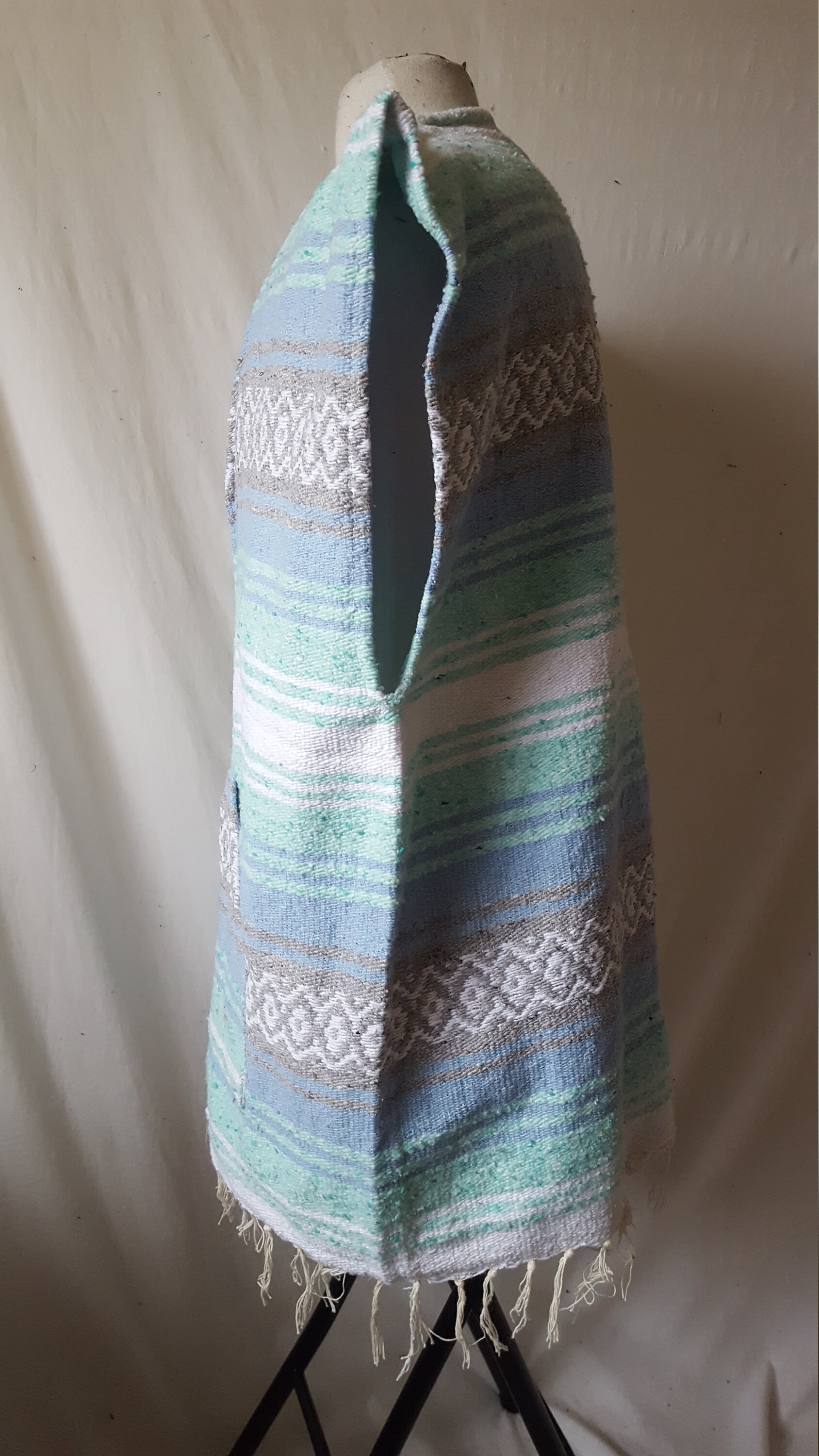 BLANKET VEST Mexican Western Cowboy Poncho Hippie Biker Etsy