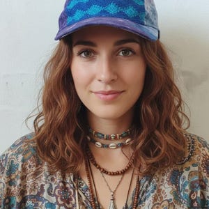 Unisex Tie Dye Baseball Cap | Guatemalan Handwoven Brocade Trim | Festival Wear