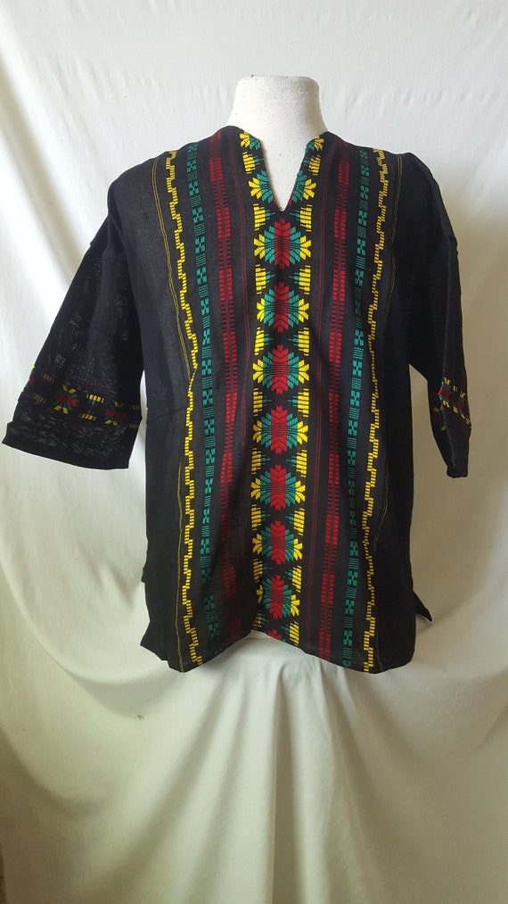 Hippie Shirt Embroidered Boho Festival Top Handwov