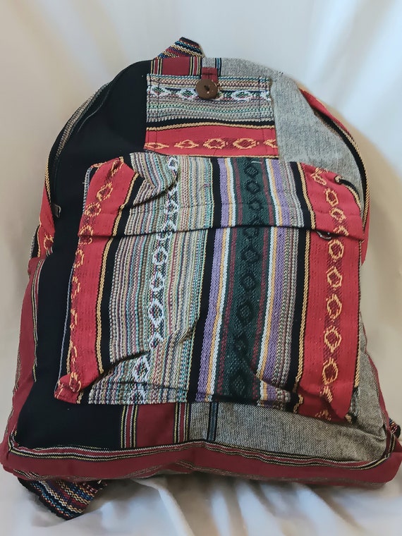 Backpack Hemp Cotton Hippie Knapsack Bohemian Tra… - image 1