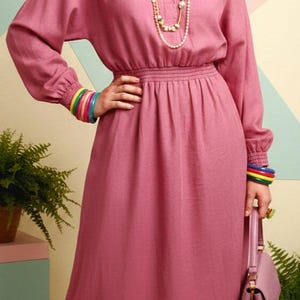 Vintage 80s Dolman Sleeve Dress | Bold Shoulder Midi | Retro Power Style