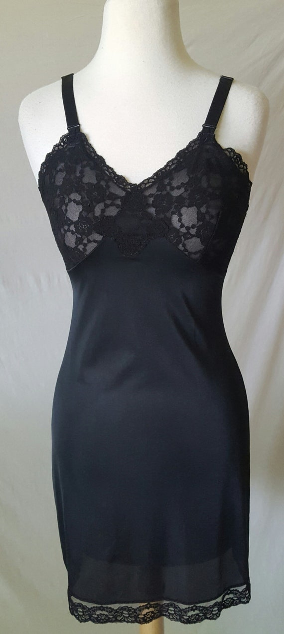 Black Slip 1950's Baronet Sexy Lingerie Black Lace