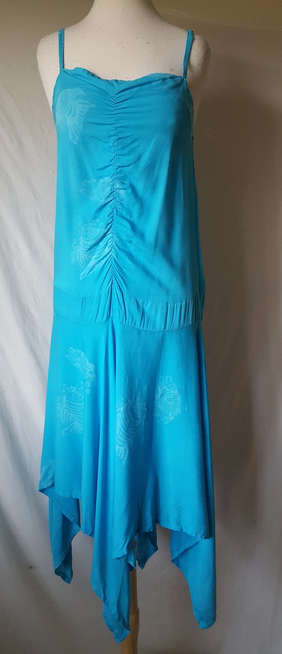 1990's Sundress Long Summer Dress Asymmetrical Ra… - image 1