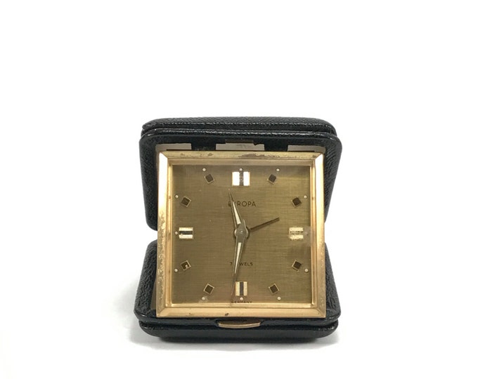 Vintage Europa 7 Jewels Travel Clock // Gold Plated // Made in Germany