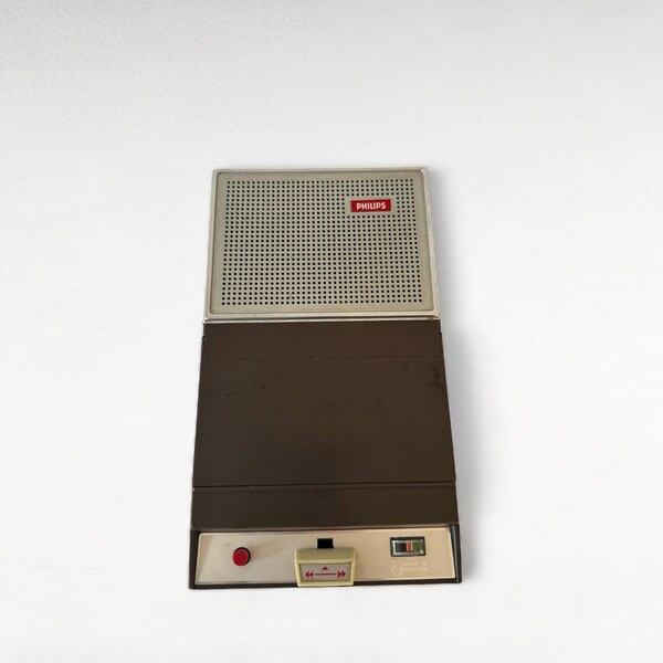 Vintage Philips tragbarer Kassettenrecorder / Tonbandgerät / Kassettenrecorder / erster Phillips-Kassettenrecorder / seltenes Braun / 1963 /
