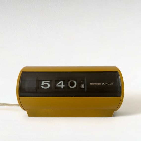 Vintage Mustard Flip Style Clock Sankyo Joy-clo/ Mid-century