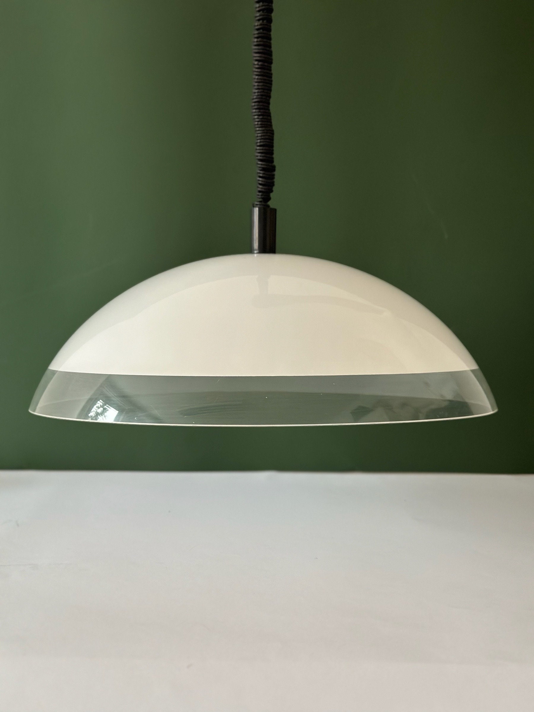 Vintage iGuzzini Meblo Baobab White Pendant Light/ White Guzzini Meblo Ceiling Light/ 1970's