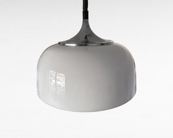 Lampe de plafond Meblo Guzzini vintage/ Lampe suspendue par Harvey Guzzini/ Éclairage de l’ère spatiale/ Lumière suspendue blanche/ Design du milieu du siècle/ Fabriqué en YU