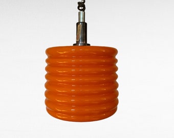 Vintage Orange Pendant Lamp/ Metalija Subotica/ Orange Ceiling Lamp/ Glass Lamp/ Space Age/ Atomic Age Lamp/ 1970&#39;s/ Made in Yugoslavia/