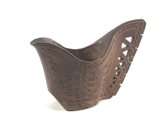 Vintage Wedding Ceremonial Shepherd Cup // Yugoslavian Folk Art // Hand Carved //