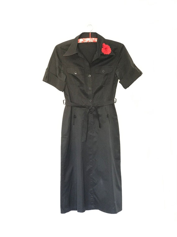 Vintage Shirt Dress Betty Barclay // Black with Re