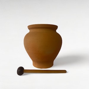Vintage honingaardewerk met honinglepel/vintage honingpot/aardewerk/aardewerk/vintage huis/bijenteelt/jaren 1980/