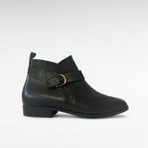 Vintage Women&#39;s Leather Ankle Boots/ EU 37/ Black Ankle Boots/ Woman&#39;s Boots/ Vintage Boots/ Handmade/ 1990&#39;s/ Real Leather/