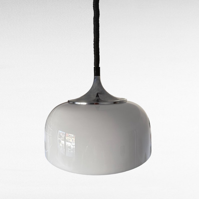 Vintage Meblo Guzzini Ceiling Lamp/ Pendant Light by Harvey Guzzini/ Space Age Lighting/ White Pendant Light/ Mid-Century Design/ Made in YU zdjęcie 2