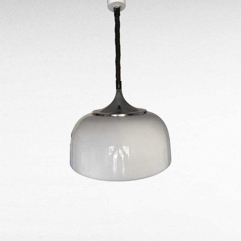 Vintage Meblo Guzzini Ceiling Lamp/ Pendant Light by Harvey Guzzini/ Space Age Lighting/ White Pendant Light/ Mid-Century Design/ Made in YU zdjęcie 3