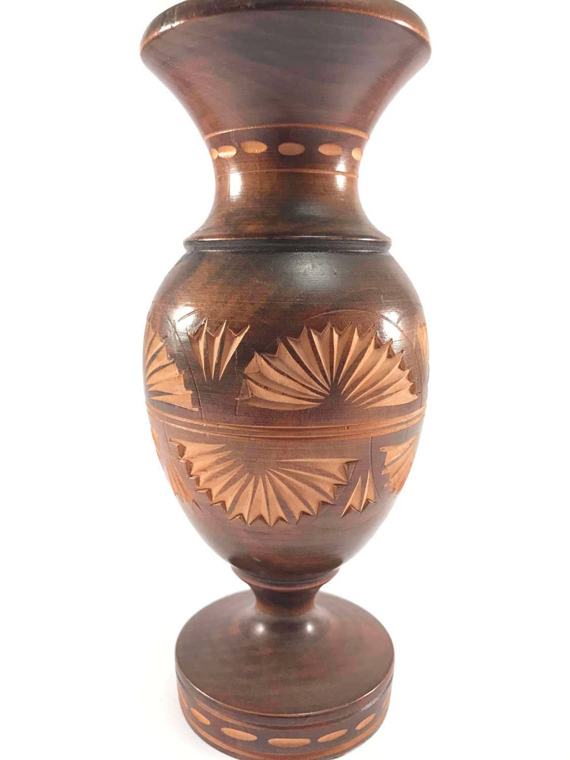 Vintage Wooden Vase // Hand Carved // Reliefed Wood// Etsy