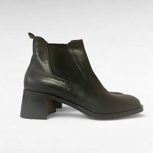 Vintage Woman's Ankle Heeled Leather Boots EU 38/ Black Real Leather Boots/ Handmade/ NEW/ Vintage Boots/ 1990's/ Andolšek/ Made in Slovenia