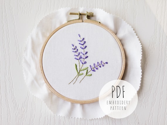 Lavender Hand Embroidery Pdf Pattern Step By Step Tutorial Etsy