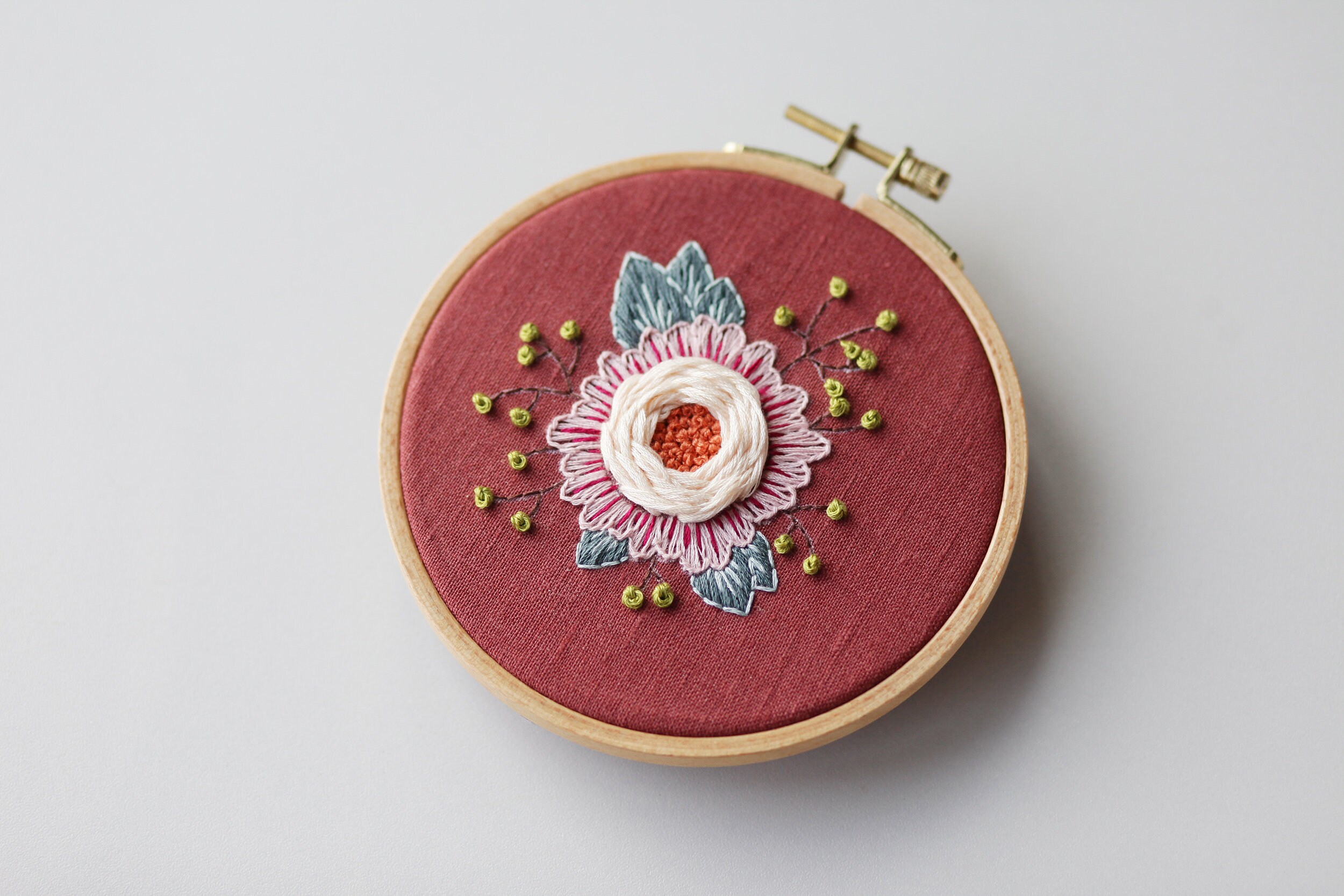 Embroidery pdf pattern with flower for beginner | Etsy