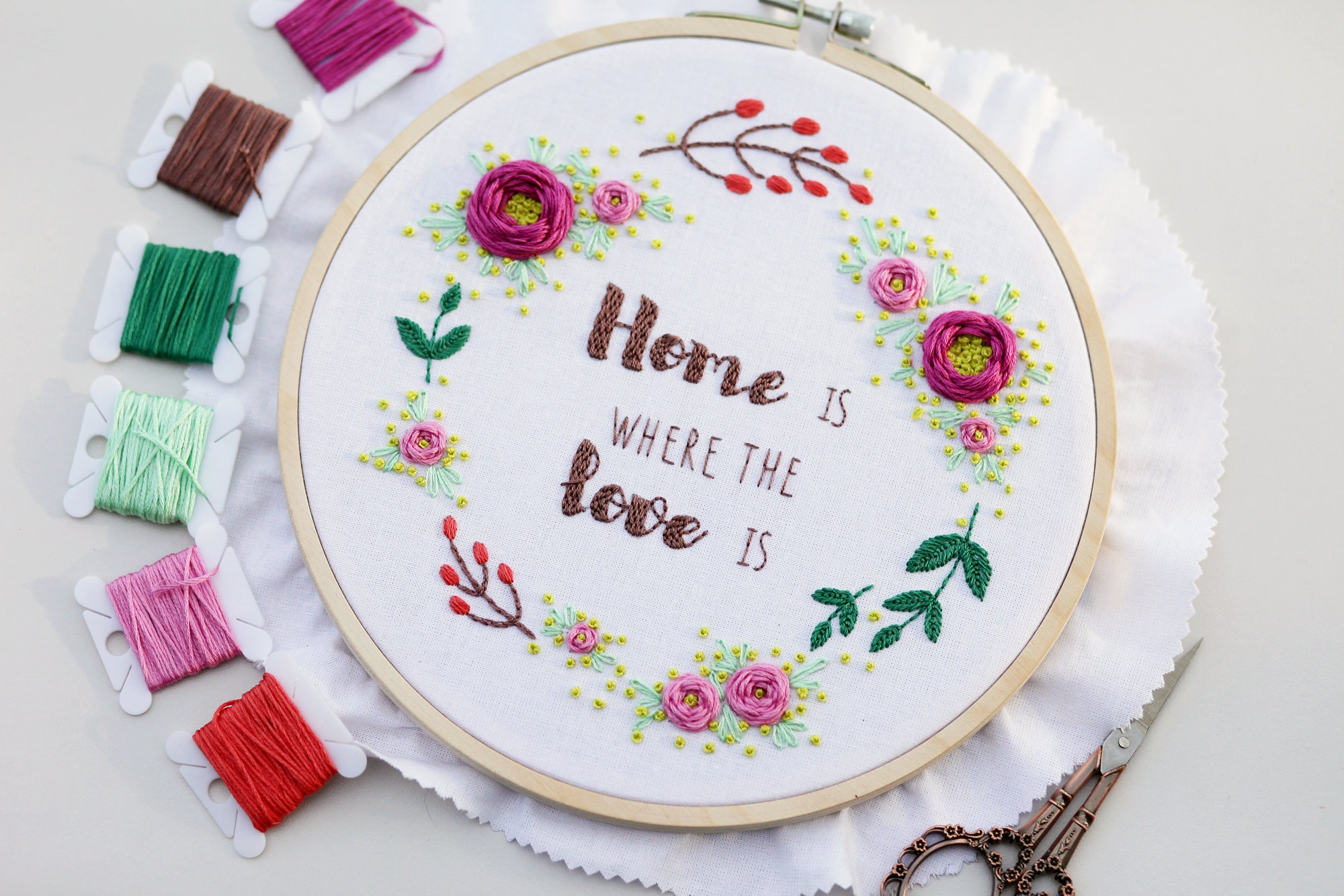 Floral hand embroidery pattern / PDF step by step tutorial / | Etsy