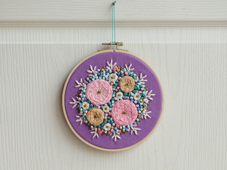 Bright Peonies Embroidery Hoop Art / Wall Decor / Embroidered Etsy
