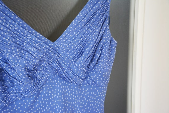 Genuine Silk blue polka dot dress, S M size, Adri… - image 7