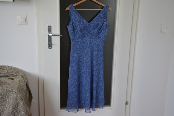 Genuine Silk blue polka dot dress, S M size, Adri… - image 5