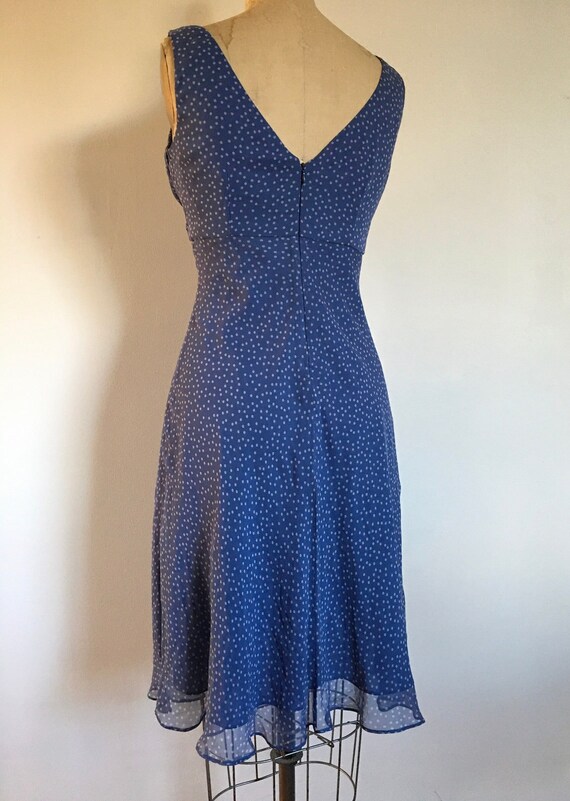Genuine Silk blue polka dot dress, S M size, Adri… - image 3